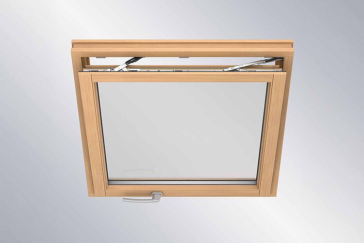 Tilt-Only version of the comfort ventilation window based on the “Roto NX | C” concealed hinge side