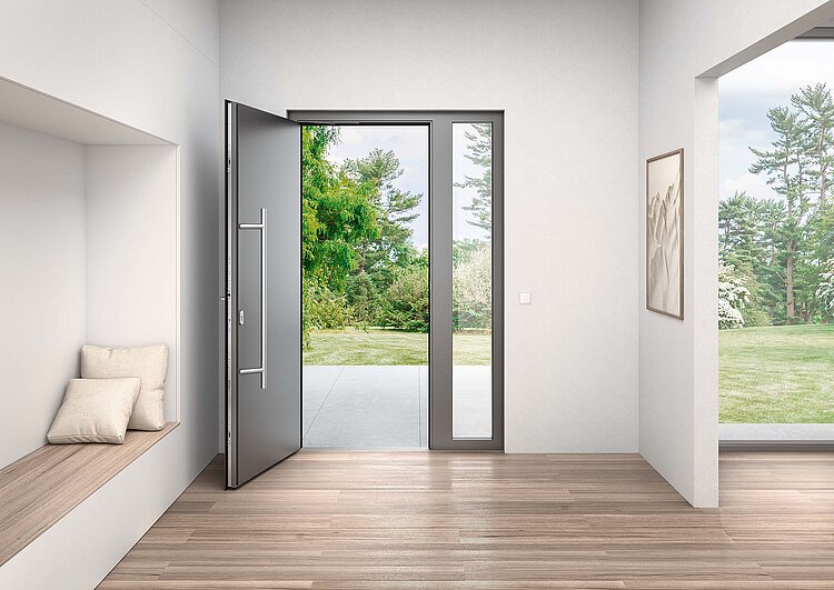 An aluminium door featuring the “Roto Solid C | C7.140” concealed door hinges with 3D adjustment passed the test over 400,000 opening cycles in accordance with DIN EN 1191 with flying colours.